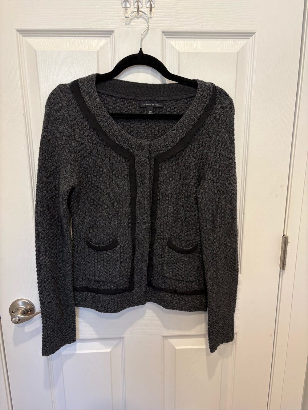 Banana Republic Gray Textured Open-Front Sweater Jacket #1302